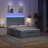 thumbnail of vidaXL Ottoman-Bett mit Matratzen & LEDs Dunkelgrau 140x190 cm Samt