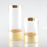 thumbnail of Vase transparent et doré h30cm