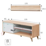 thumbnail of Mueble TV Kiko 1 Estante 1 Puerta, Color Roble/Blanco, 135 cm Ancho 40 cm Profundo 50 cm Altura