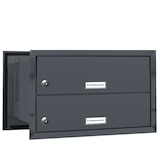 thumbnail of AL Briefkastensysteme 2 Fächer Premium Durchwurf Briefkasten A4 in RAL 7016 Anthrazit Grau, Post A4, robust, wetterfest, Artikelnummer: 132P2DV1P7016
