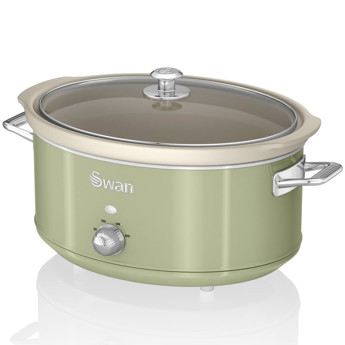 SWAN SF17031GNEU Retro Slow Cooker 6,5L, Antihaft-Keramisches PFOA- und PTFE-freies, Vintage, Grün, 320W