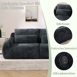 thumbnail of Merax 2-Sitzer Sofa mit USB-Ladeanschluss & Seitentasche, hochfedernder Schaumstoff, Samt, Grau