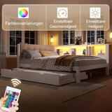 thumbnail of Daybett 140x200 Ausziehbett mit LED-Beleuchtung, USB-Anschluss, Stauraumregalen, Weiß, Lattenrost inklusive