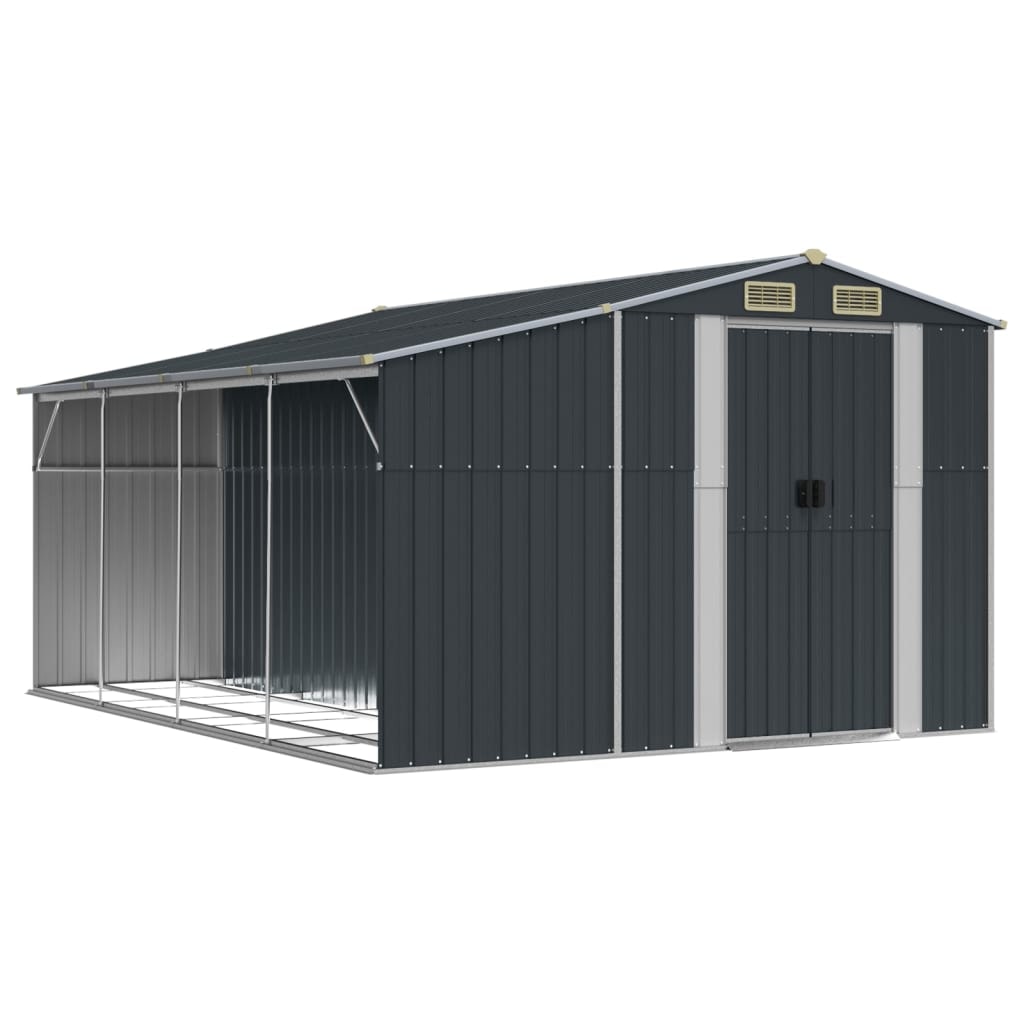 Helloshop26 - Abri de jardin cabane cabanon maison de stockage remise extérieur hangar outils robuste 277 x 365,5 x 179 cm acier 02_0022213