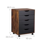 thumbnail of Relaxdays Rollcontainer, 5 Schubladen, HxBxT: 66,5 x 48 x 39,5 cm, Büroschrank, Aktenschrank mit Rollen, braun/schwarz