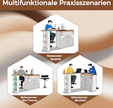 thumbnail of Bartisch ausziehbar Weiß 204x39x104 cm mit Stauraum 360 Grad drehbar, Seitenregal, Glastüren, modern für Küche Home Bar und Büro