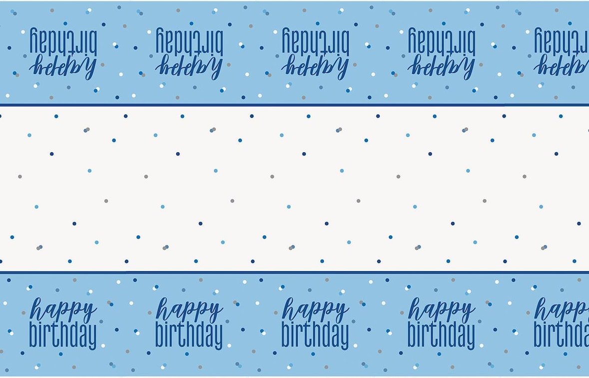 Tischdecke blau & silber Happy Birthday