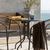 thumbnail of Set pranzo da balcone con tavolino Ø60 e 2 sedie impilabili in acciaio e textilene, ideale per terrazzo, giardino, bar, caffetteria - Max & Gaia