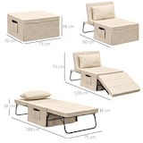 thumbnail of HOMCOM sofá cama de 1 plaza 4 en 1, sillón cama tapizado en lino, con respaldo ajustable de 5 niveles, almohada acolchada, 75x80x74 cm, crema