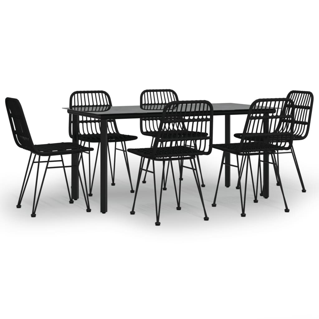 vidaXL 7-tlg. Garten-Essgruppe Schwarz Poly Rattan