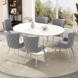 thumbnail of Esszimmerstuhl 85x47x49 cm 2er Set Samt Grau+Silber mit Metallbeinen rutschhemmend, moderne Loungesessel für Esszimmer und Wohnbereich