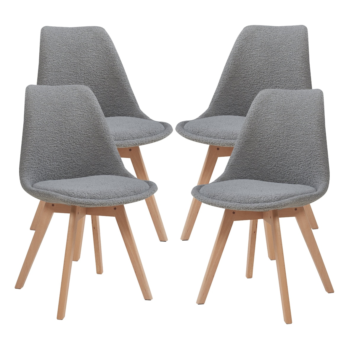 Helloshop26 - Set di 4 sedie da pranzo 82 x 49 x 54 cm design moderno robuste grigio riccio 03_0009823