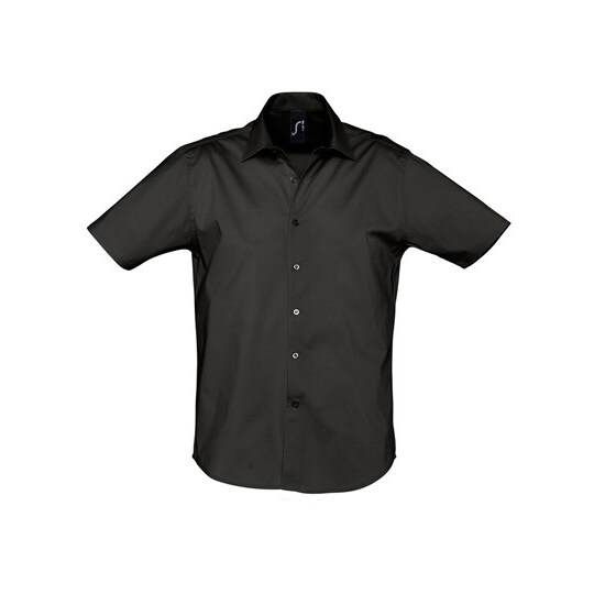 Men´s Stretch-Shirt Broadway Short Sleeve | SOLO INVEST FRANCE SAS | Black | L