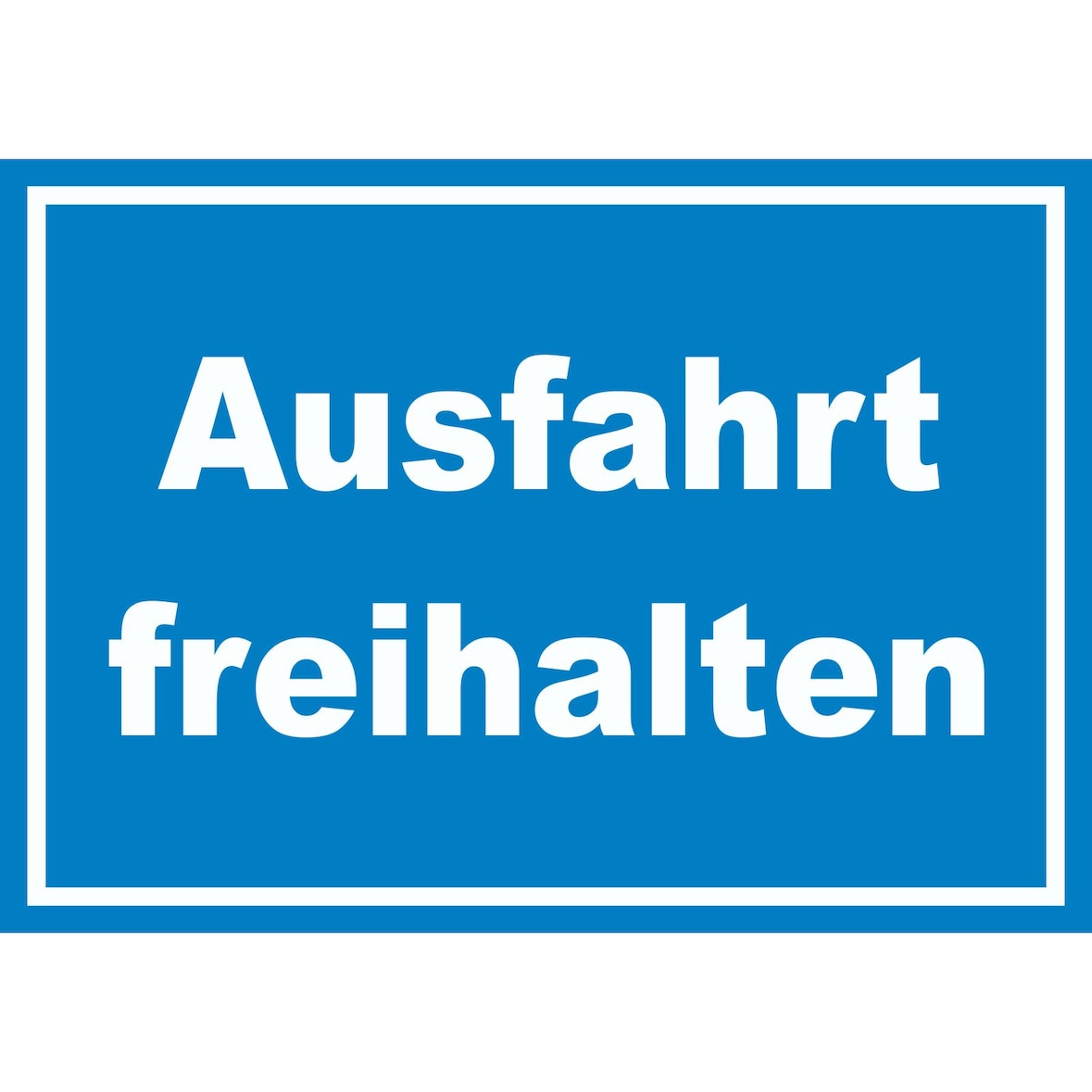 Ausfahrt freihalten Schild weiß-blau A4 (210x297mm)