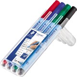 thumbnail of Staedtler Lumocolor Correctable, Feutres non-permanents à pointe fine effaçables à sec, Étui chevalet avec 4 feutres assortis, 305F WP4-1, Bariolé, F-