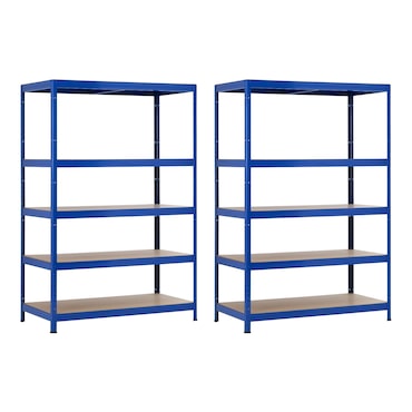 Conjunto de 2 Estantes Metálicas Modulares com 5 Prateleiras, Capacidade de 1250kg, 120x60x180cm, Azul, Thinia Home