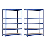 thumbnail of Conjunto de 2 Estantes Metálicas Modulares com 5 Prateleiras, Capacidade de 1250kg, 120x60x180cm, Azul, Thinia Home