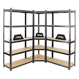 thumbnail of PROREGAL Mega Deal 1x étagère d'angle et 2x étagère robuste RAGNAR | HxLxP 180x90x40cm | Charge du compartiment 175kg | Noir | Étagère de garage