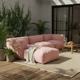 thumbnail of Sofá de esquina modular, 1 sillón, 2 ángulos, 1 puff rosa empolvado