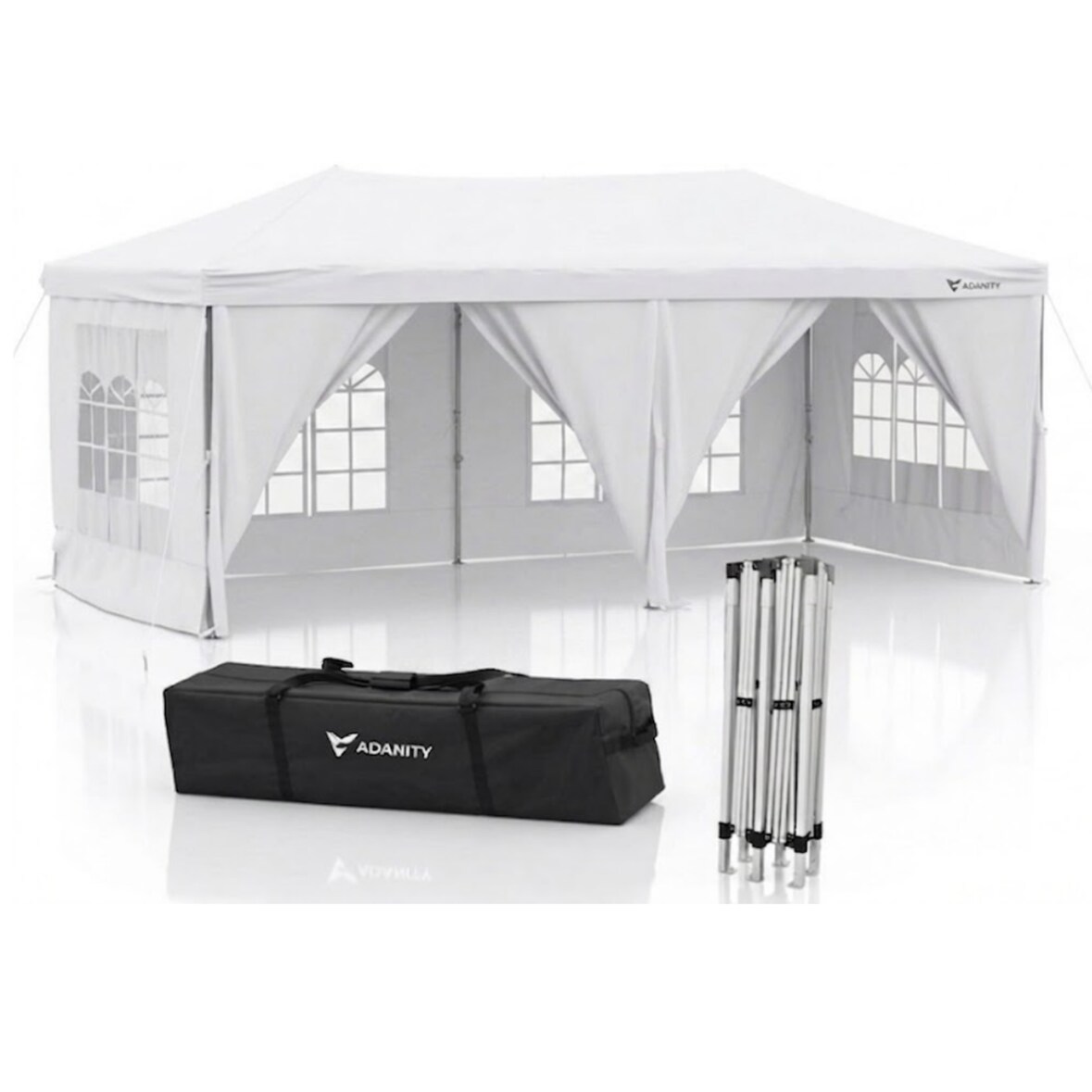 Pack 8 Carpas Plegables 3x6m Blanca XL 18m² - 5 Paredes Ventanas Puertas - Techo Oxford 210D Impermeable - Estructura Reforzada Bolsa