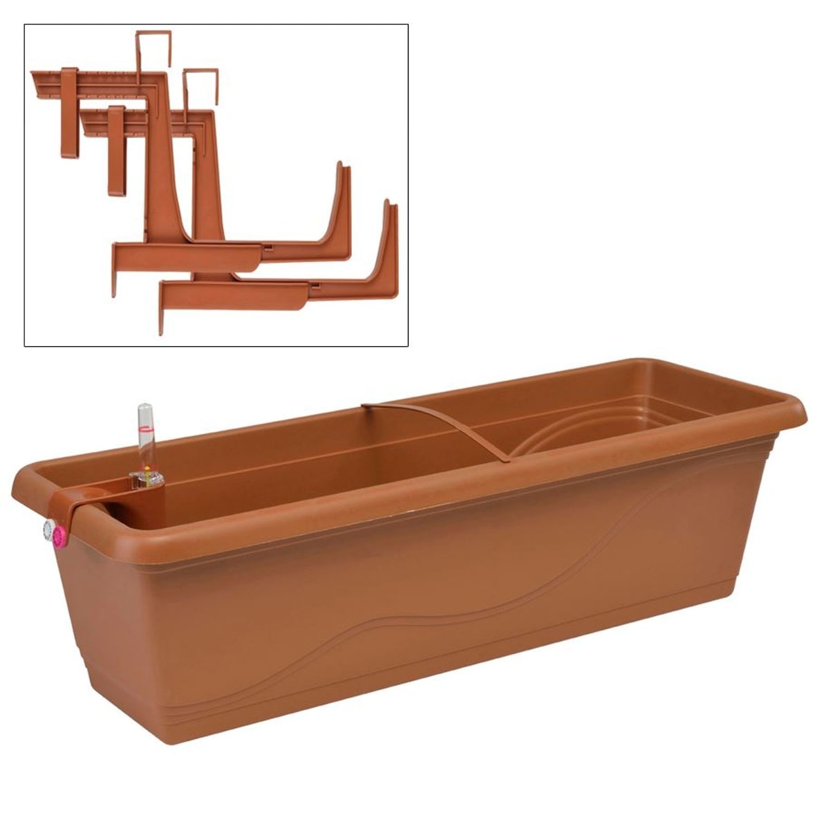 Blumenkasten 59cm mit Kastenhalter und Wasserspeicher Balkonkasten Pflanzkasten