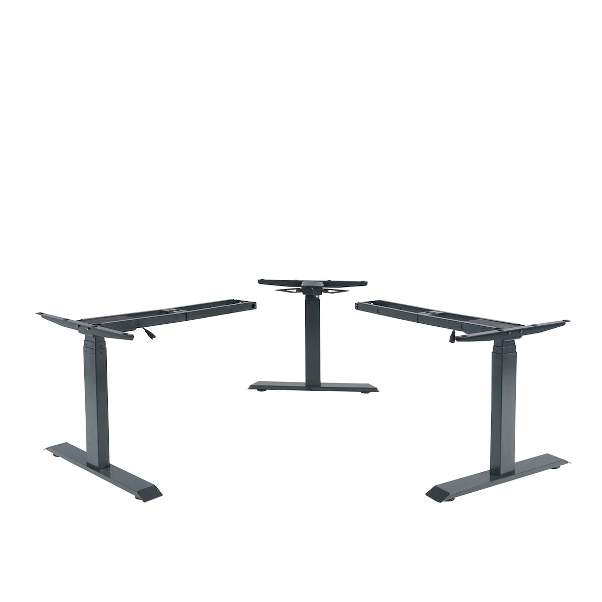3in1 Gestell HWC-D40, variables Tischgestell, elektrisch höhenverstellbar Memory 47kg ~ anthrazit-grau