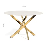 thumbnail of Table d’intérieur Ø120 cm avec plateau en verre trempé et pieds en métal, au design élégant pour cuisine ou salle à manger – Kasper – Marbre rose/Or
