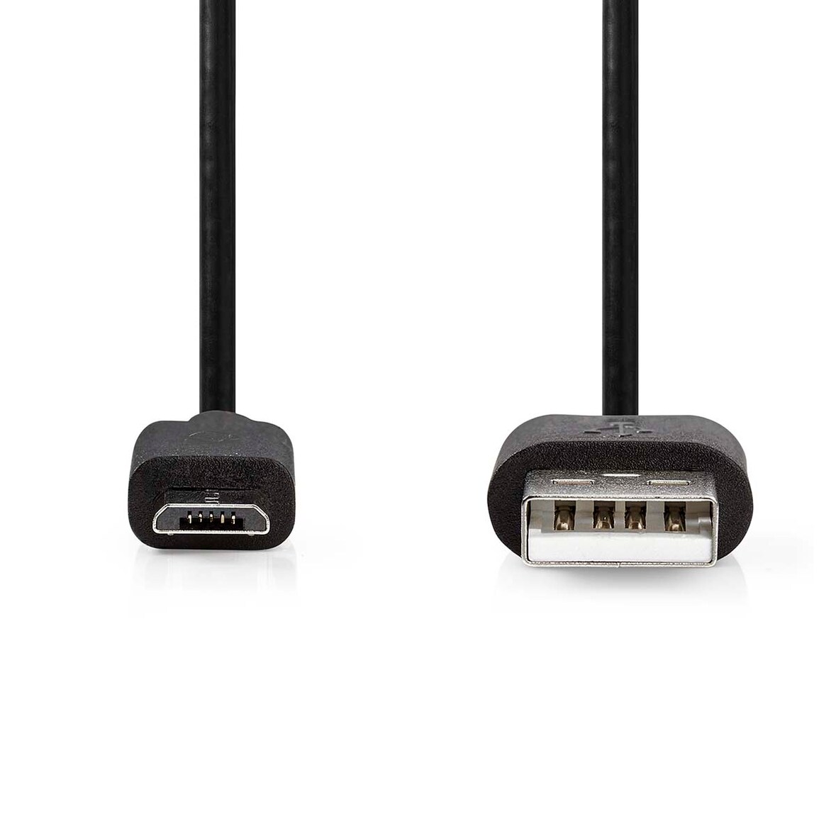 Nedis USB-Kabel - USB 2.0 - USB-A Stecker - USB Micro-B Stecker - 10 W - 480 Mbps - Vernickelt - 3.00 m - Rund - PVC - Schwarz - Label