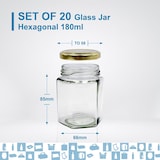thumbnail of 20x Kleine Zeshoekige Honingpot met Deksel 180ml - Ideaal voor het Bewaren van Honing, Jam, Kruiden, Yoghurt