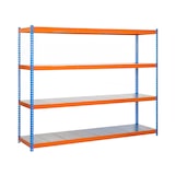 thumbnail of SimonRack Industrieregal, 2000x1500x750 mm, 400 kg am Biegepunkt, 4 Metallböden, Garagenregal, Blau/Orange/Verzinkt- Ecoforte
