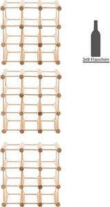 thumbnail of PROREGAL Modulares Weinregal VINOTECA MOD | HxBxT 36x36x24cm | 3x 9 Flaschen | Massives Eichenholz | Natur | Flaschenregal