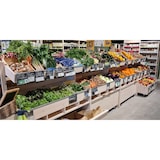 thumbnail of LES ARTISANS DU BOIS Présentoir fruits&légumes Déclic 3N teinté verni cotonnade l130xp67,5xh150cm