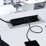 thumbnail of TecLines TES009S 2-fach Einbausteckdose mit USB A/C Charger, 3m Kabel, silber