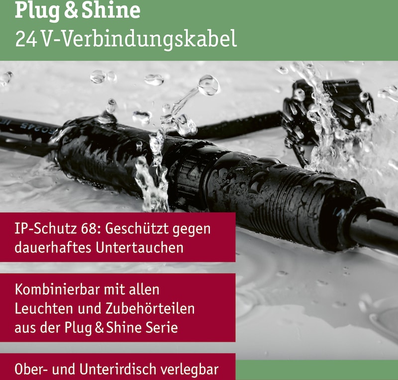 Un câble de connexion 24V pouvant être immergé en permanence et compatible avec la série Plug & Shine.