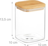 thumbnail of Relaxdays Vorratsgläser mit Bambusdeckel, 3er Set, eckige Vorratsdosen aus Glas, 900 ml, luftdicht, transparent/natur