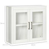 thumbnail of kleankin Armário Casa de Banho de Parede com 2 Portas de Vidro e Prateleira Móvel Suspenso de Casa de Banho 60x19,5x54cm Branco