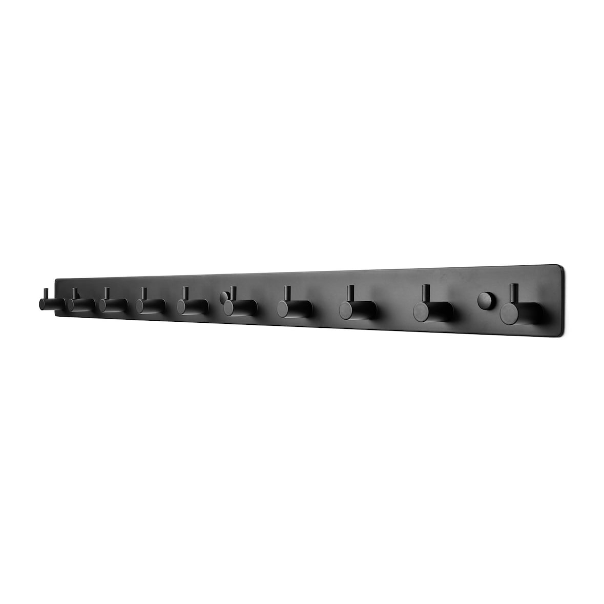 TOJ Living Perchero de pared – 10 ganchos – 67 cm – acero inoxidable – negro mate – colgador