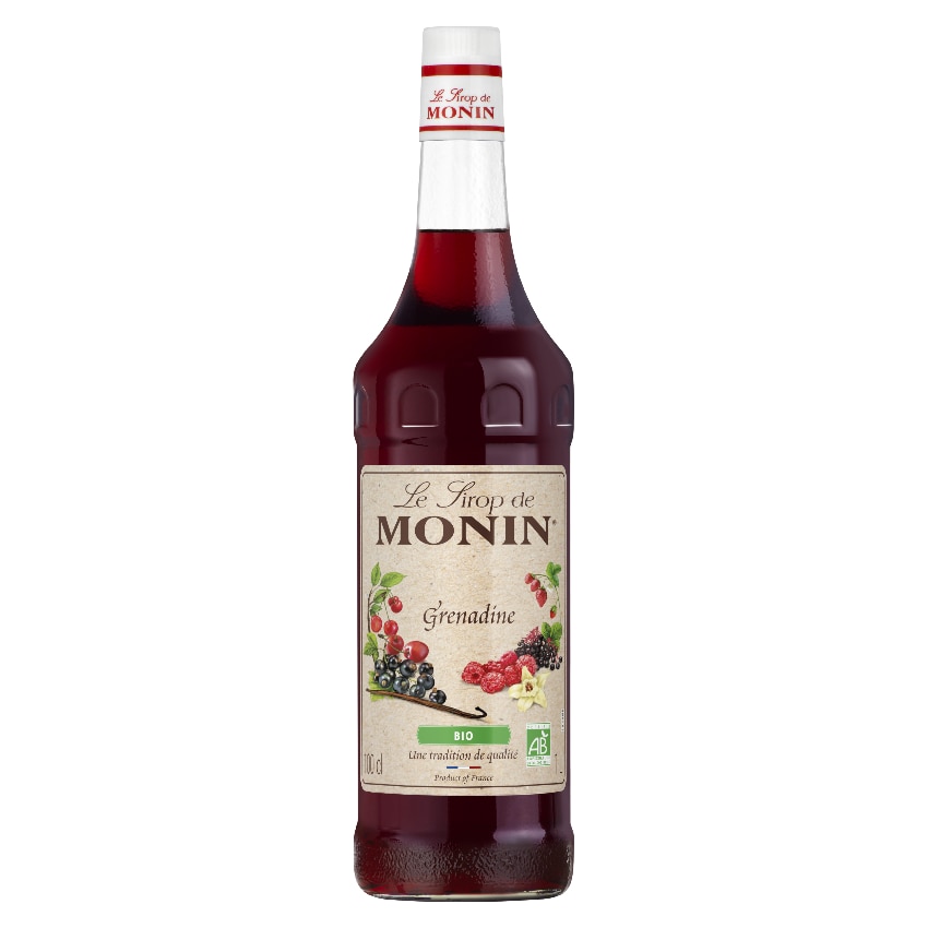 MONIN - Sirop de Grenadine Bio 1L pour cocktails, sirops à l'eau ou thés glacés