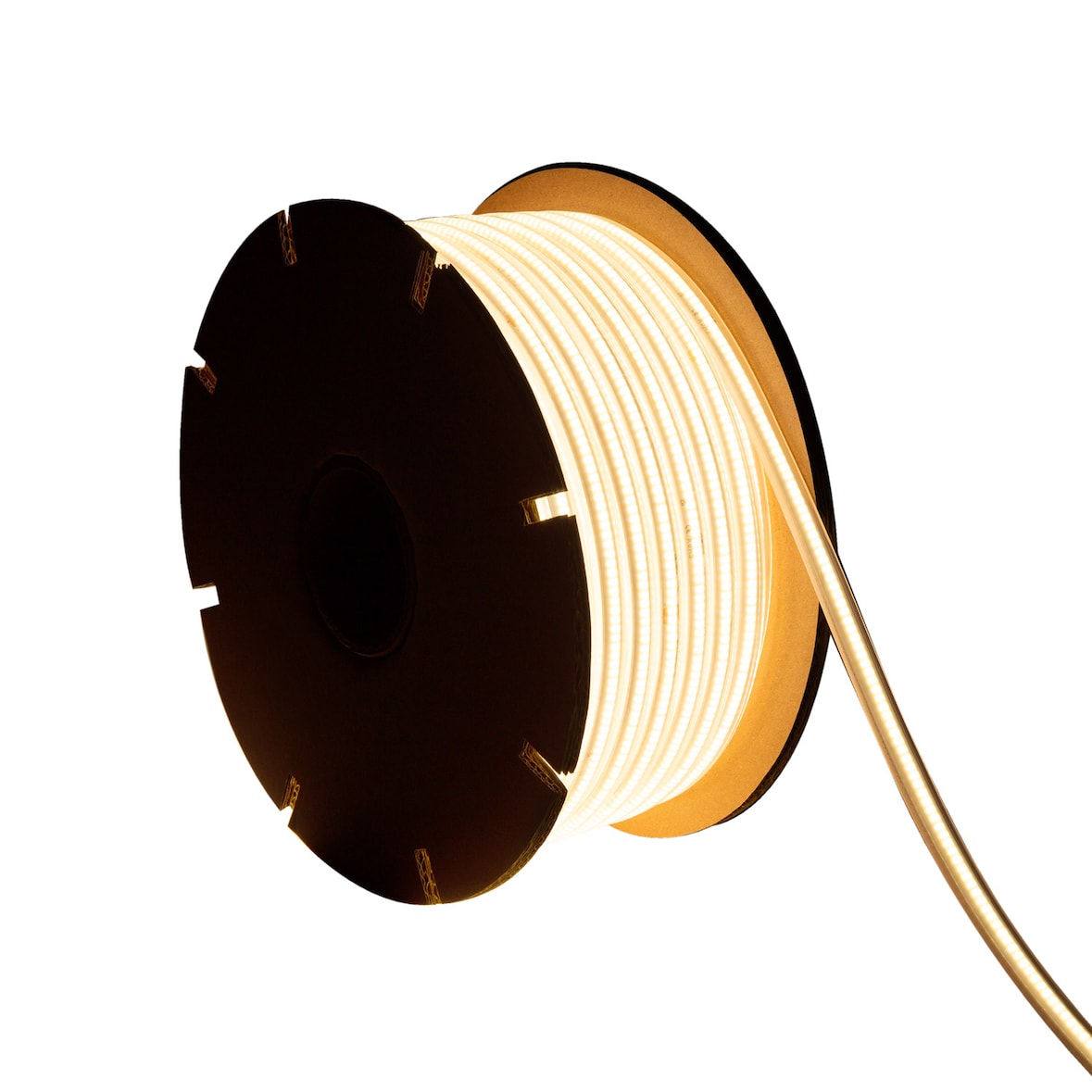 Ledkia Bobina de Tira LED Regulable 220V COB 320 LED/m 720 lm/m CRI90 Ancho 12mm 50m IP65 2700K Blanco Cálido