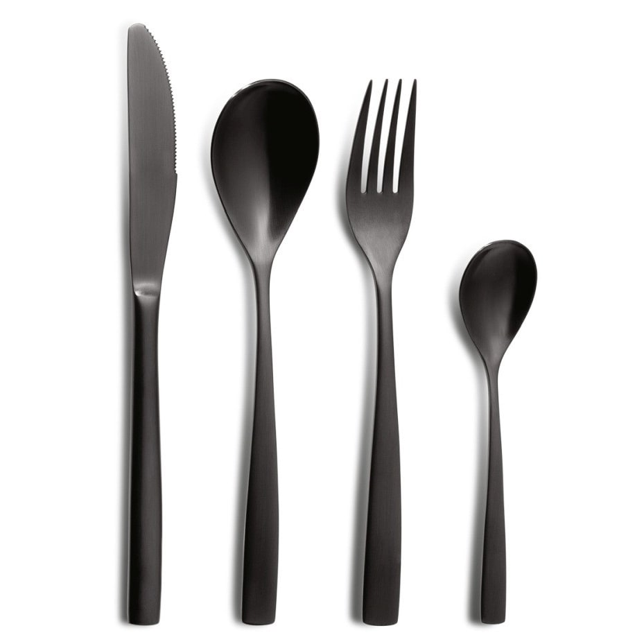 COMAS Estuche 24 piezas cubertería BCN NEGRO acero 18% 3 mm