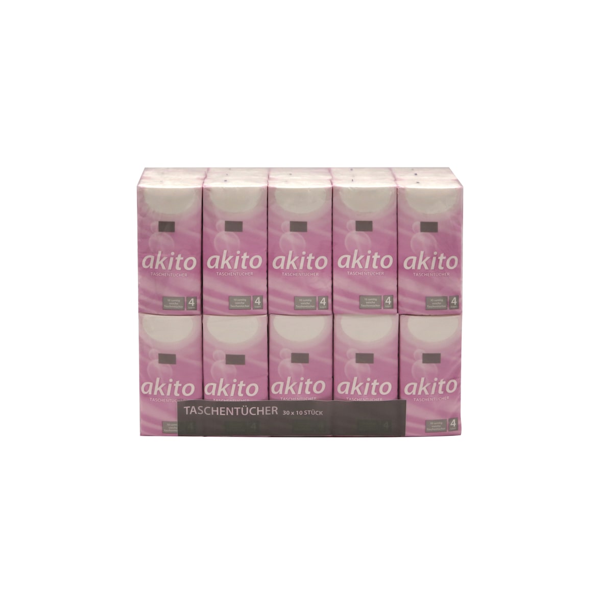 Papiertaschentuch akito 6010604 21x21cm weiß 30x10 Stück