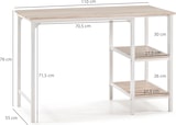 thumbnail of Mesa de Escritorio Colón Blanco, Mesa de Ordenador, 2 estantes, Estilo Industrial, 110 x 55 x 76 cm