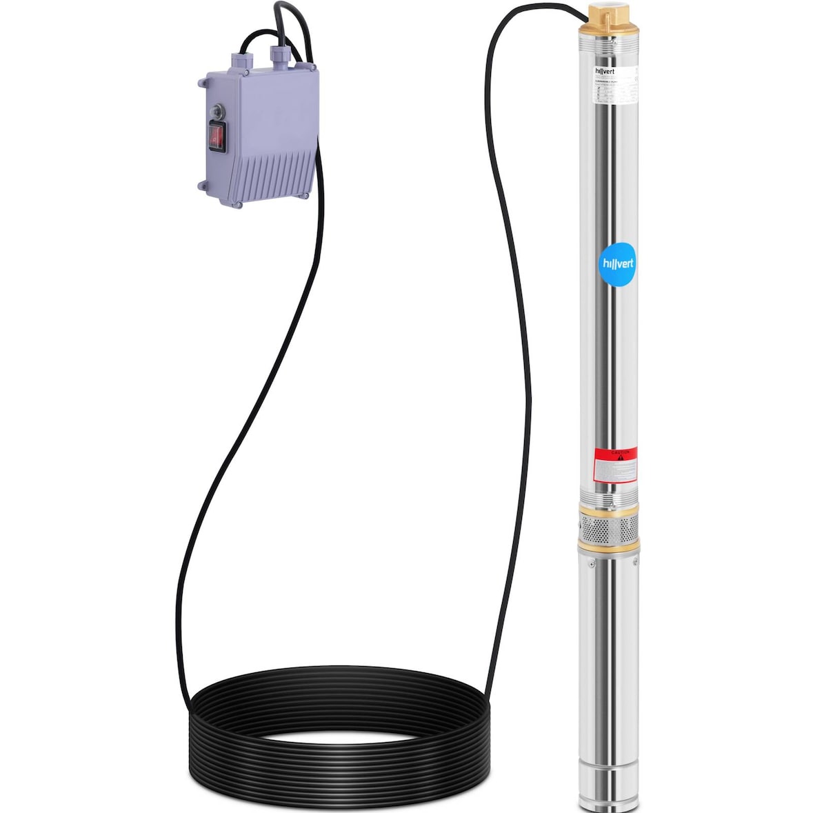 hillvert Brunnenpumpe - 85 mm / 3,35'' - 4800 l/h - 1100 W - 20 m Kabel / 54 m Förderhöhe - Edelstahl