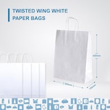 thumbnail of 100 Weiße Papiertüten mit Henkeln 25x10x32cm - Tasche für Einkäufe, Geschenke, Hochzeiten