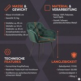 thumbnail of SalesFever Armlehnstuhl | Bezug in Samt-Optik | Gestell Metall höhenverstellbar | Knopfheftung | B 61 x T 45 x H 85 cm | grün – schwarz