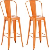thumbnail of 2er Set Barhocker CHENNA - Metall Orange 44x52x115 cm | Barstuhl Mit Lehne Tresenhocker Tresenstuhl Kneipenhocker Kneipenstuhl