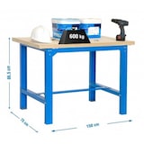 thumbnail of Werkbank Buffalo Wood | HxBxT 87x150x75cm | Traglast 600kg | Blau