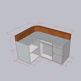 thumbnail of Restaurant-Bar in der Ecke, Theke, Bartisch, Rezeption, Tresen, Servicetheke, Restaurantbar, Ecktheke im Restaurant Grau L160*B120*H100cm