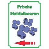 thumbnail of Frische Heidelbeeren Schild Hochkant mit Pfeil links A1 (594x841mm)