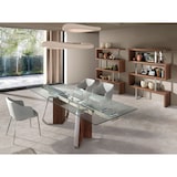 thumbnail of Angel Cerdá Tavolo da pranzo rettangolare allungabile in vetro temperato, noce e acciaio cromato 1159C 180 x 100 x 76